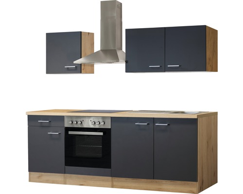 Flex Well keukenblok met apparatuur Tiago 210 cm basaltgrijs mat gedemonteerd omkeerbaar 00011829