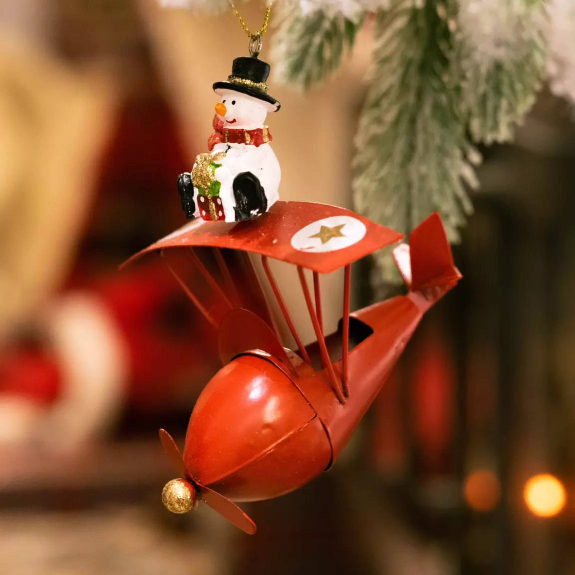 Lot de 3 véhicules de Noël à suspendre (H11 cm) Personnages Rouge