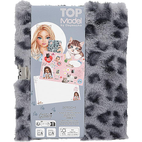 TOPModel dagbog med hjertelås - fluffy