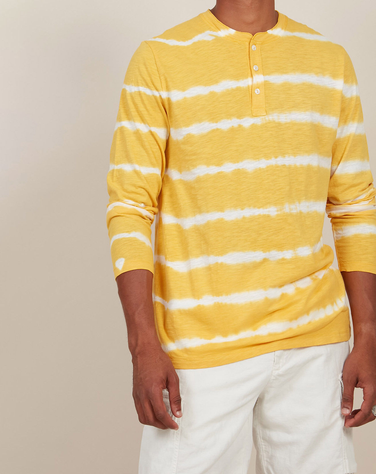 Hartford T-Shirt Henley jaune