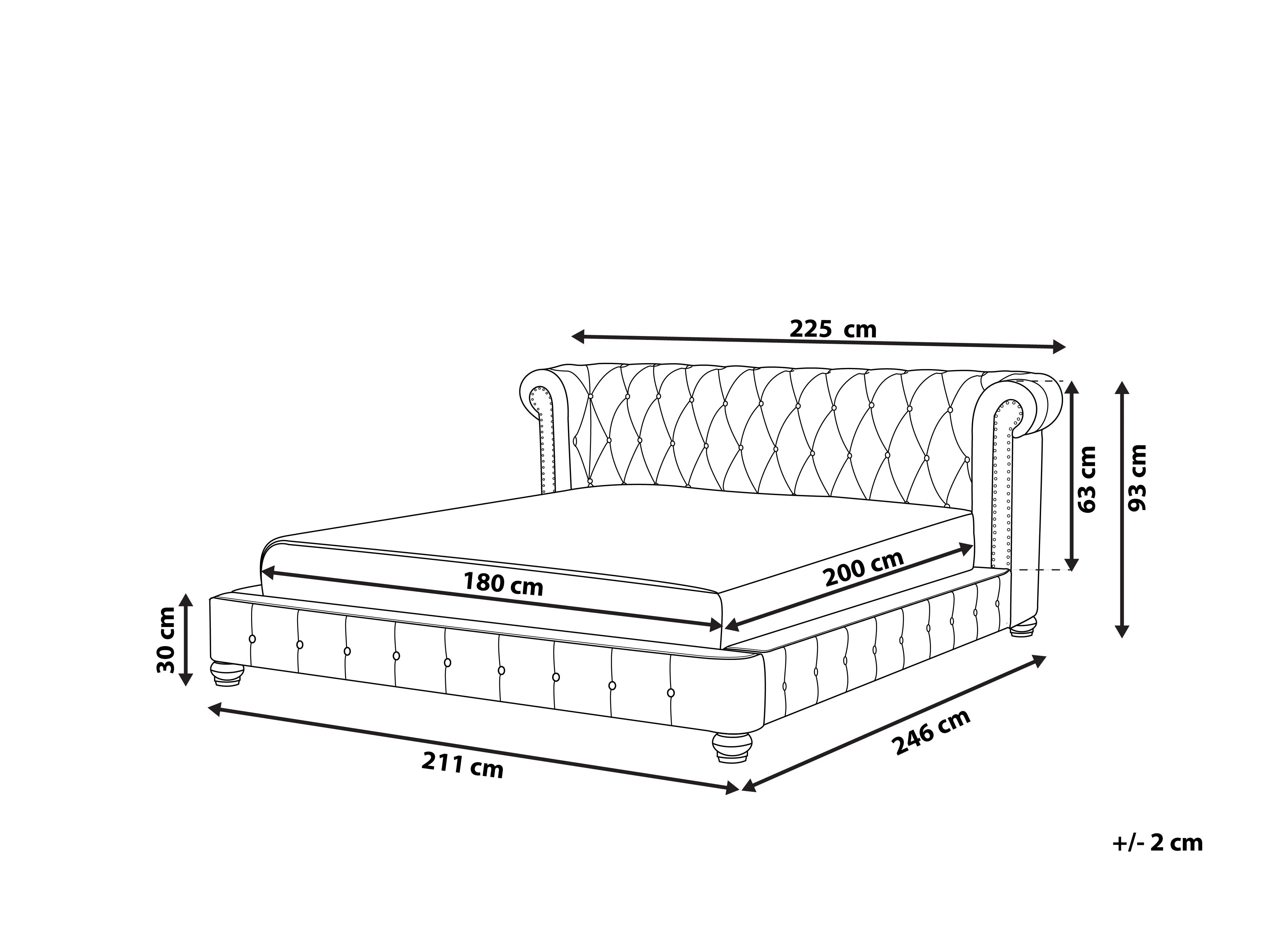 Bed Fluweel CAVAILLON 180 x 200 cm Lichtgrijs