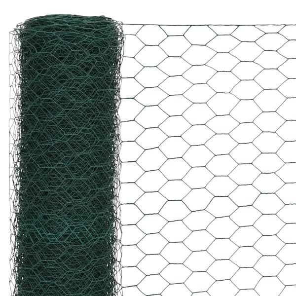 vidaXL Trådgjerde kylling stål med PVC-belegg 25x1,2 m grønn