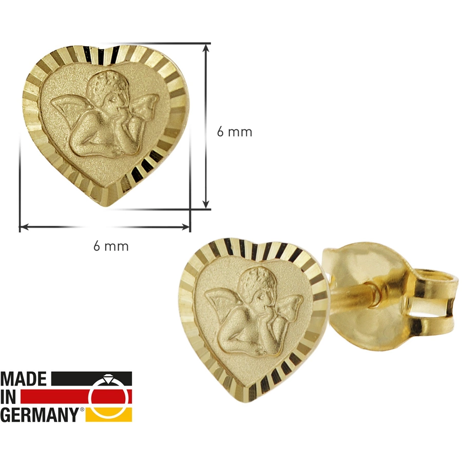 trendor Ohrringe für Mädchen Gold 333  8K Amor-Herz gold