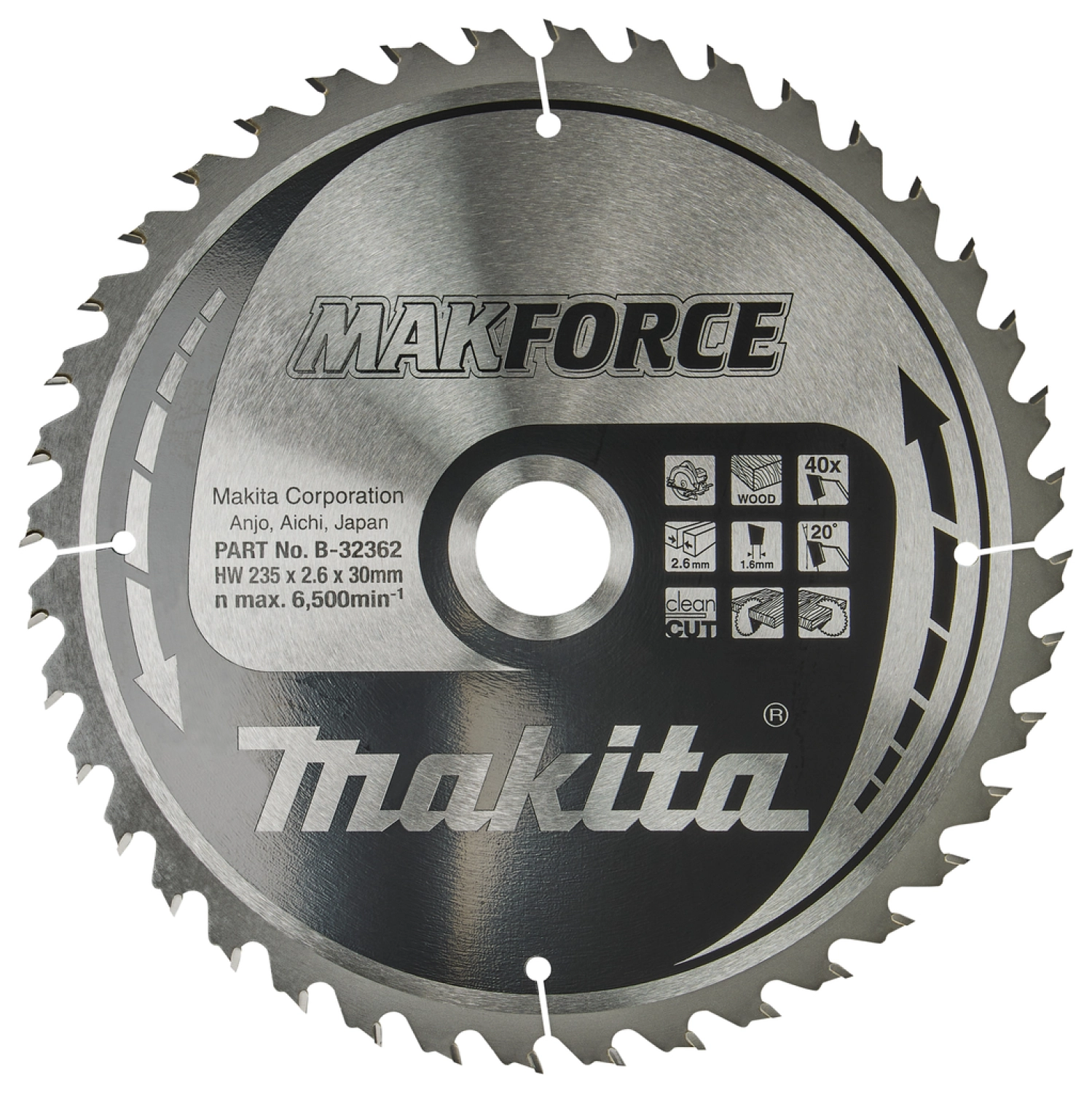 Makita B-32362 Cirkelzaagblad - 235x30x40T - Hout