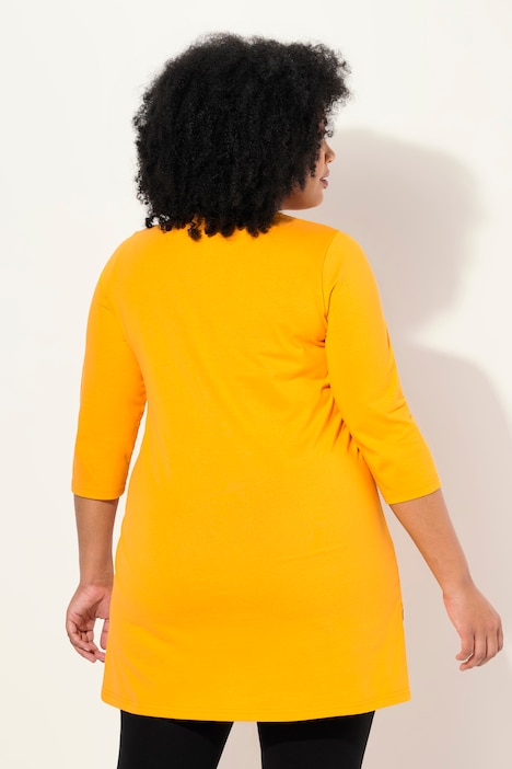 Longshirt, A-Linie, V-Ausschnitt, 3/4-Arm