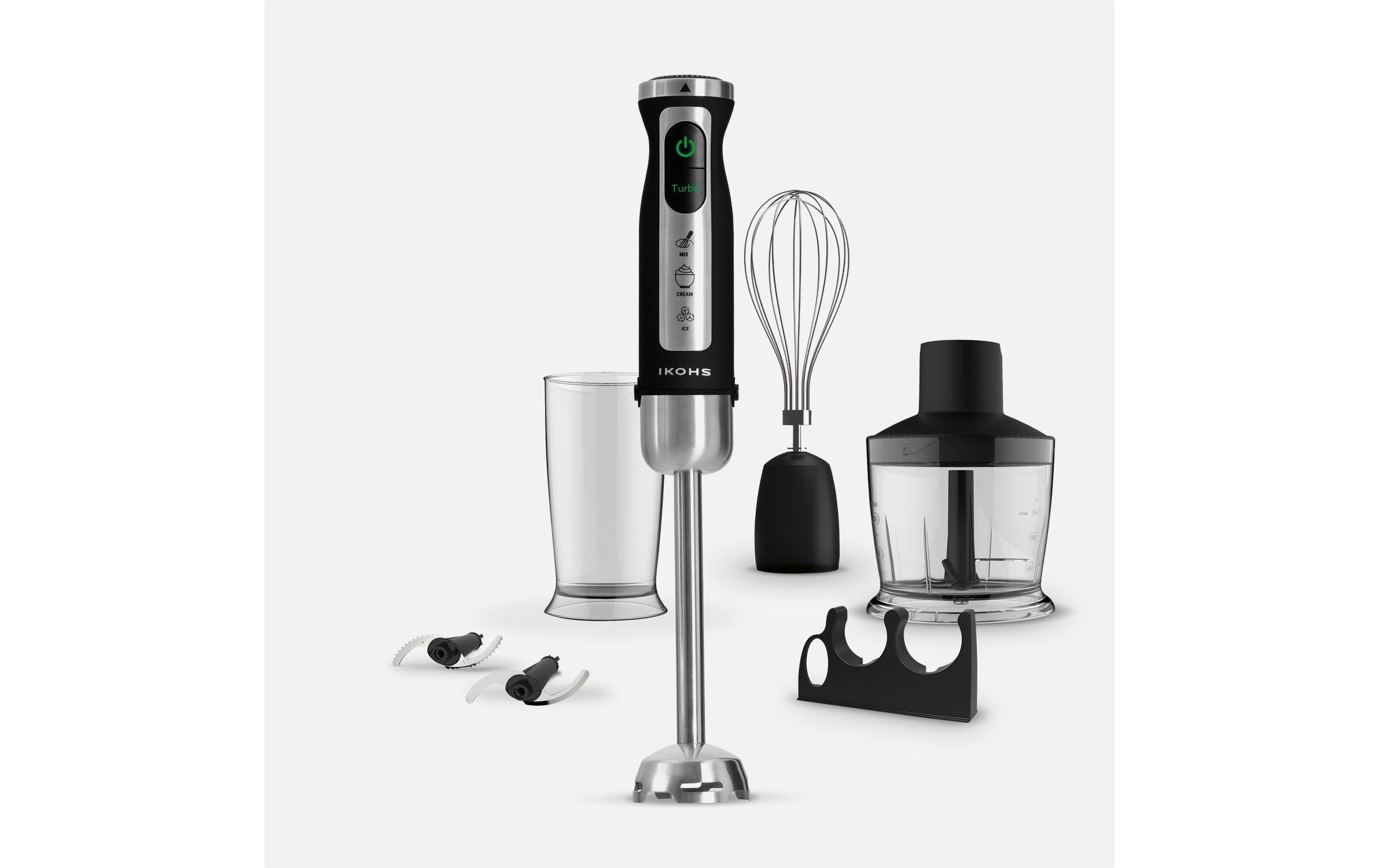 Stabmixer Full Mix Advance Schwarz/SilberMultifunktionaler Mixer mit Turbo, Edelstahlklingen und Zubehör