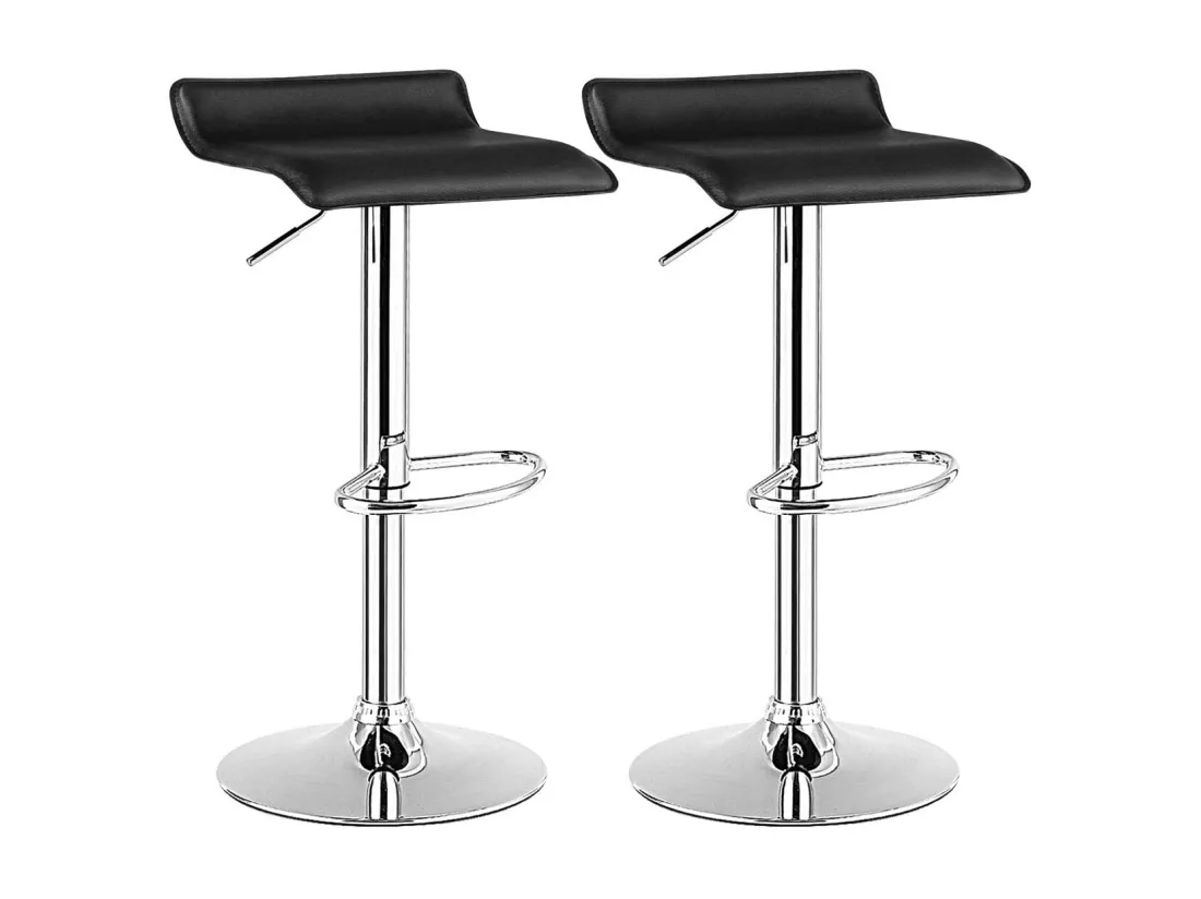 Tabouret de Bar Lot de 2, Chaise Bar, Hauteur Réglable, Chaise Bar Cuisine en Cuir PU, Rotatif sur 360°, Repose-Pieds, Cadre en Acier (Noir)