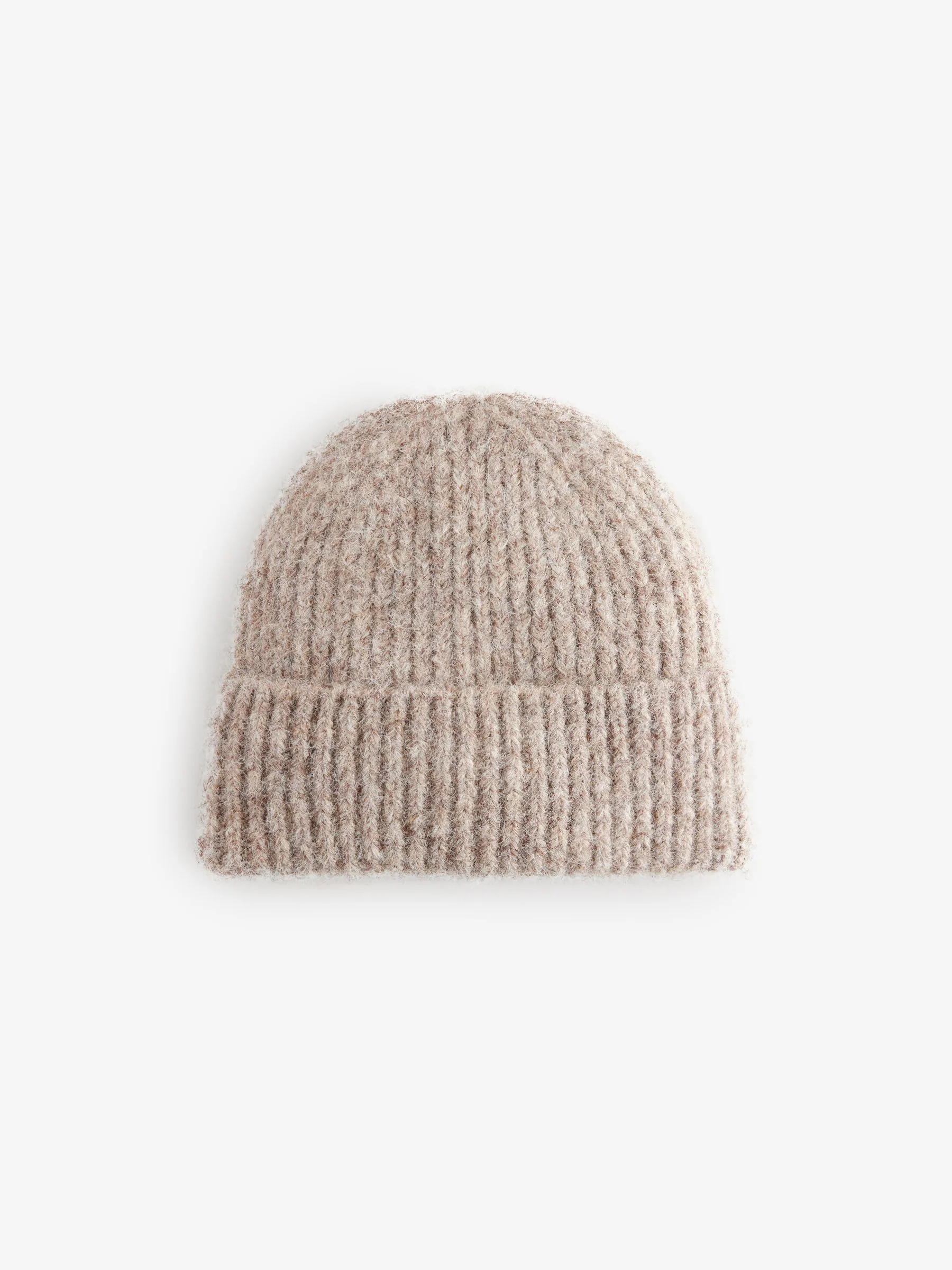 Moutkleurig - Geribbelde beanie-muts met wol
