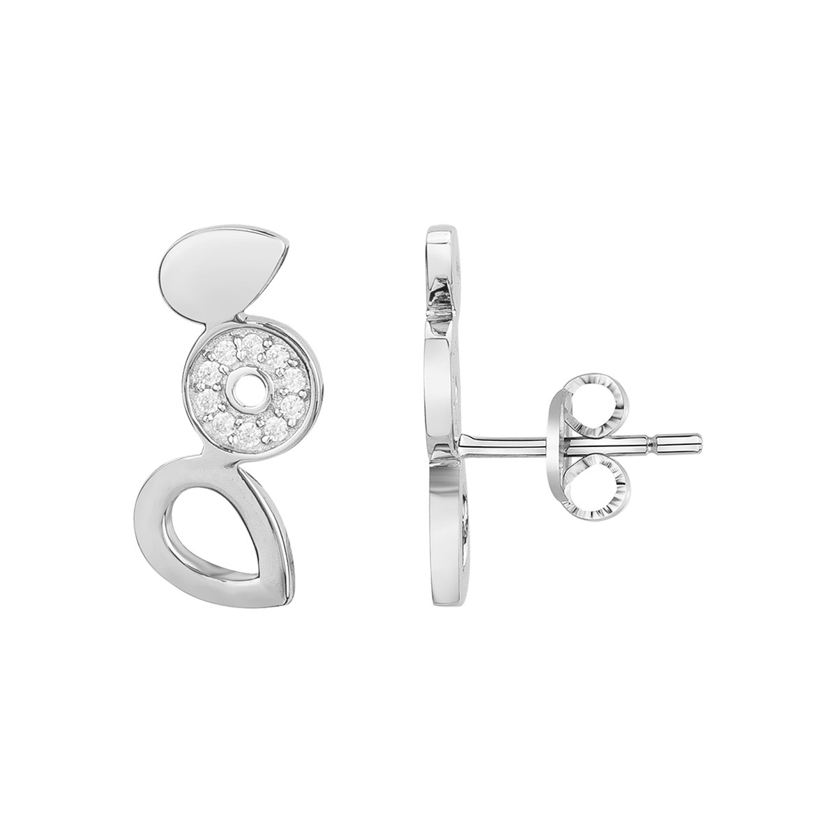 Boucles d'oreilles puces en Argent avec oxyde de zirconium blanc