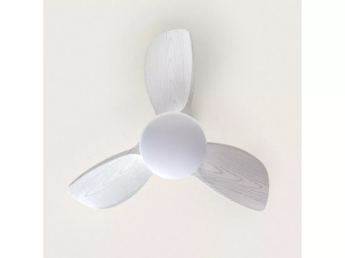 Ventilateur de Plafond Silencieux Poros 35W 76cm Motor DC Bois blanc Télécommande Avec lumière Oui Bois blanc