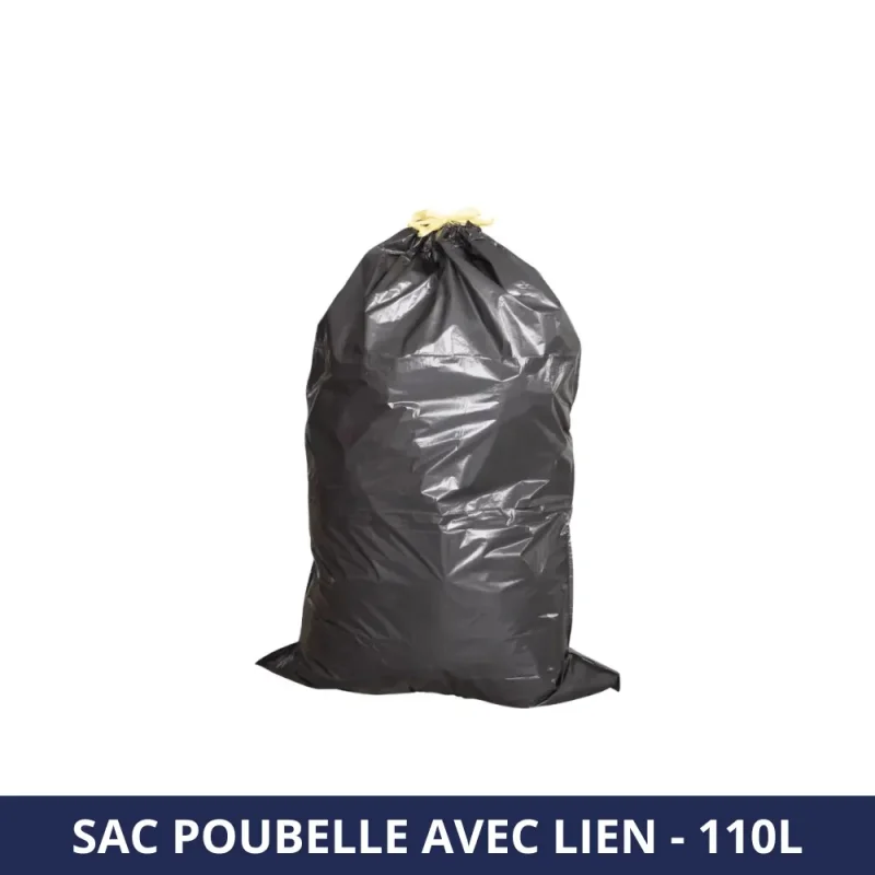 FILFA FRANCE - Sac poubelle 110L avec lien - Noir - x180 sacs