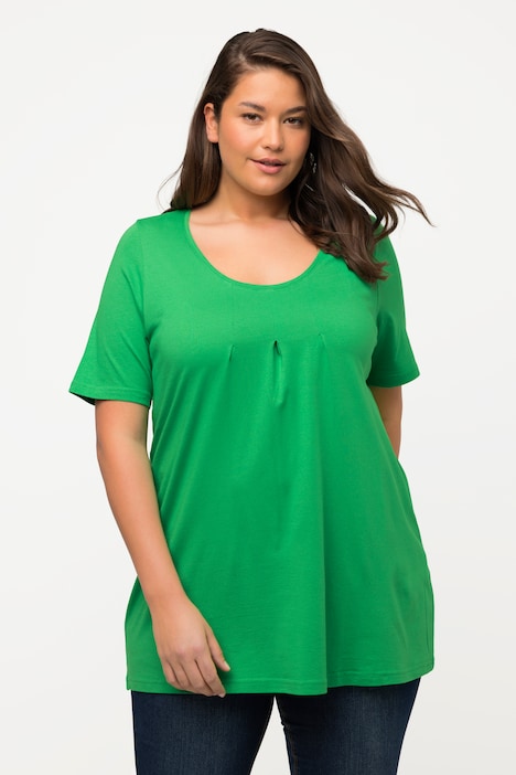 T-Shirt, Zierfalten, A-Linie, Rundhals, Halbarm, Modal
