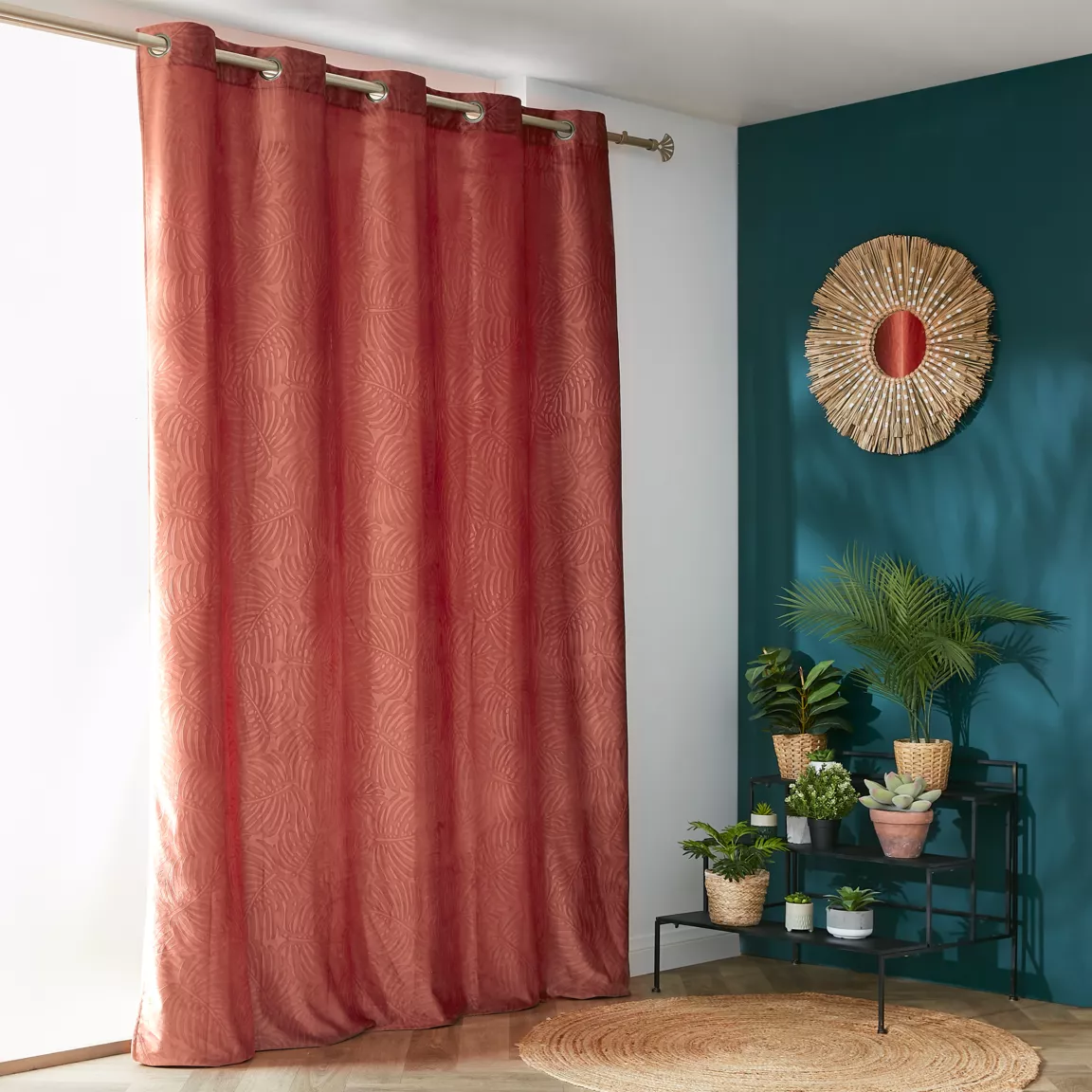Rideau obscurcissant velours (180 x 260 cm) Fern Terracotta