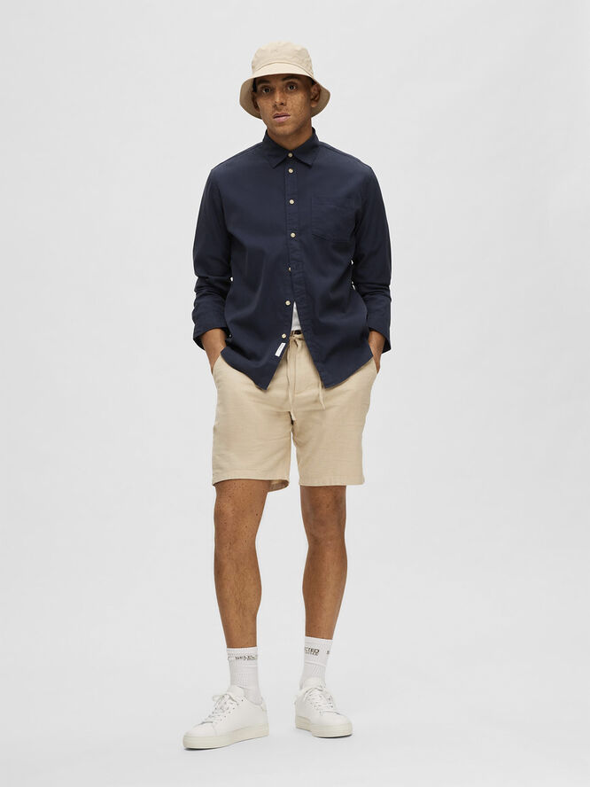 Selected Homme SLHCOMFORT-BRODY LINEN SHORTS W NOO Incense/mixed w. oatmeal