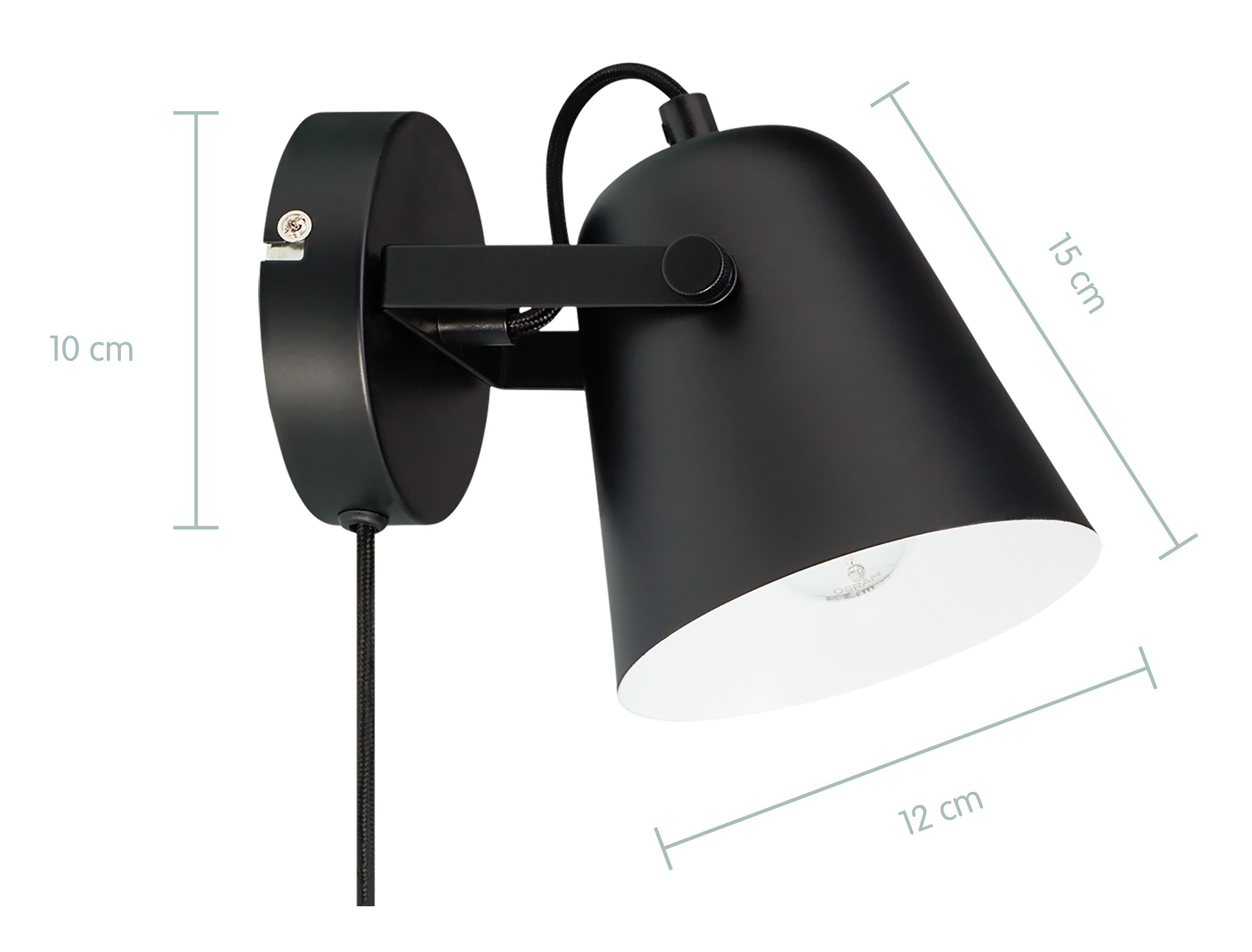 PIETRO Wand- / Deckenleuchte - Schwarz / B: 12.0 cm x T: 20.0 cm x H: 15.0 cm