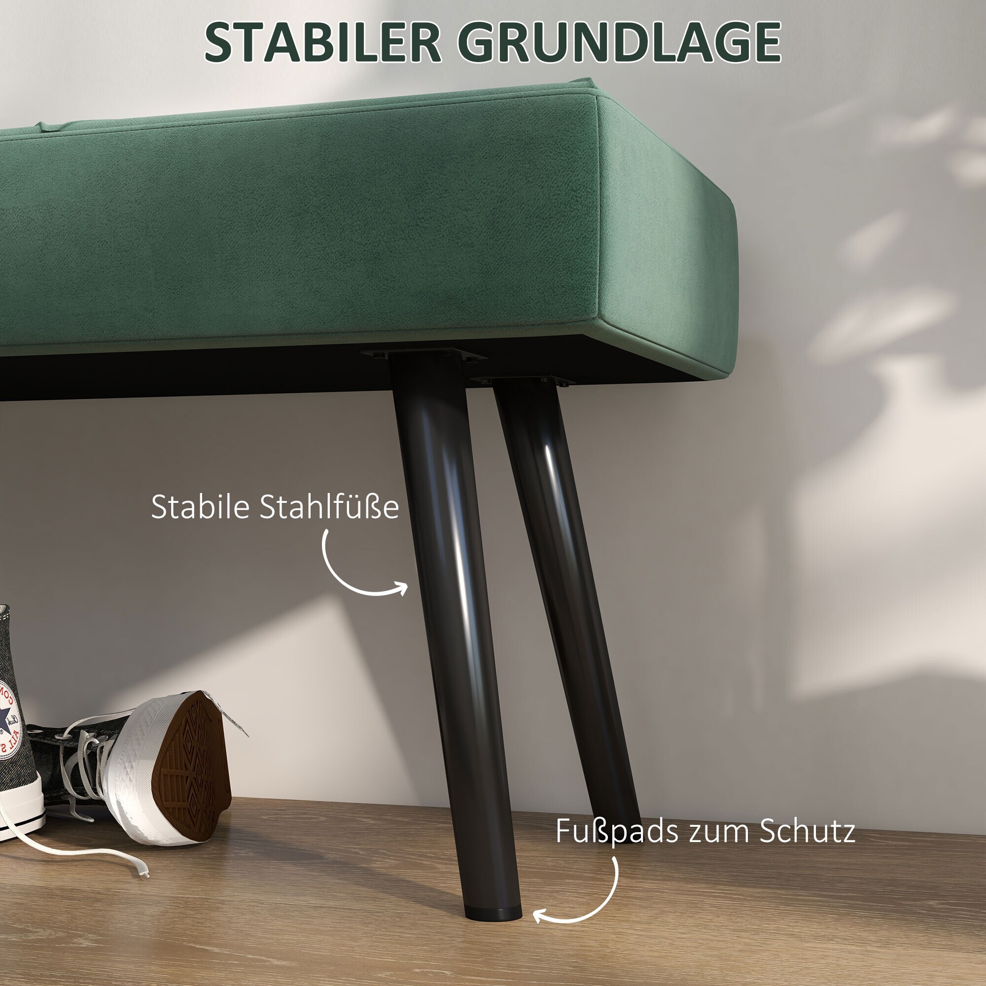 HOMCOM Sitzbank mit Fußpolster grün 100L x 36B x 45H cm