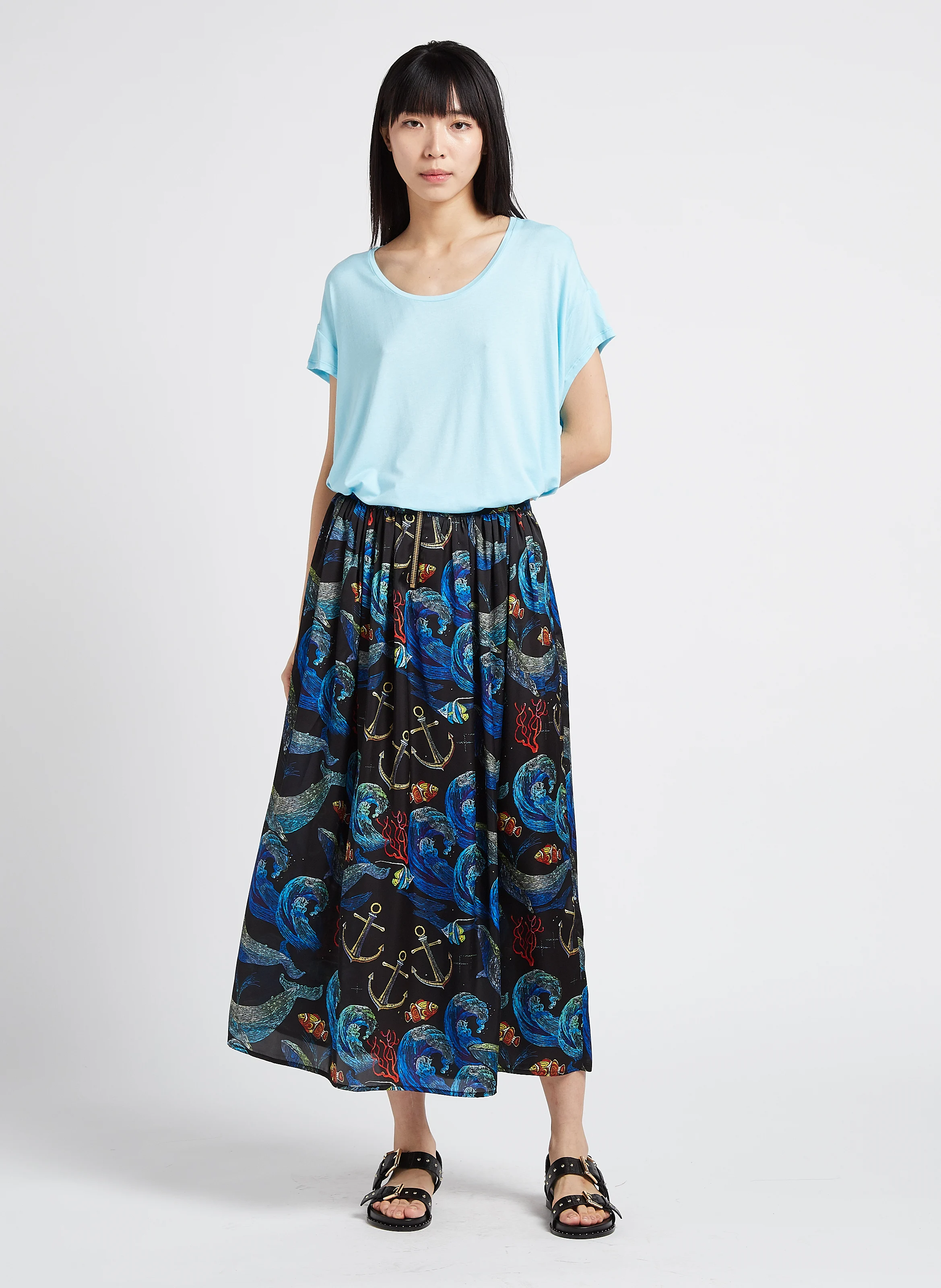 MARLOW - Tee-shirt col rond ample | Bleu