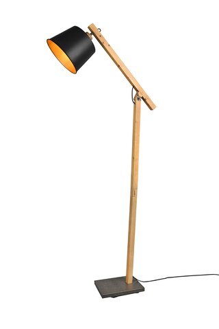 Harris Stehleuchte schwarz 412700132, D/H: 26/156 cm, Metall, Naturholz