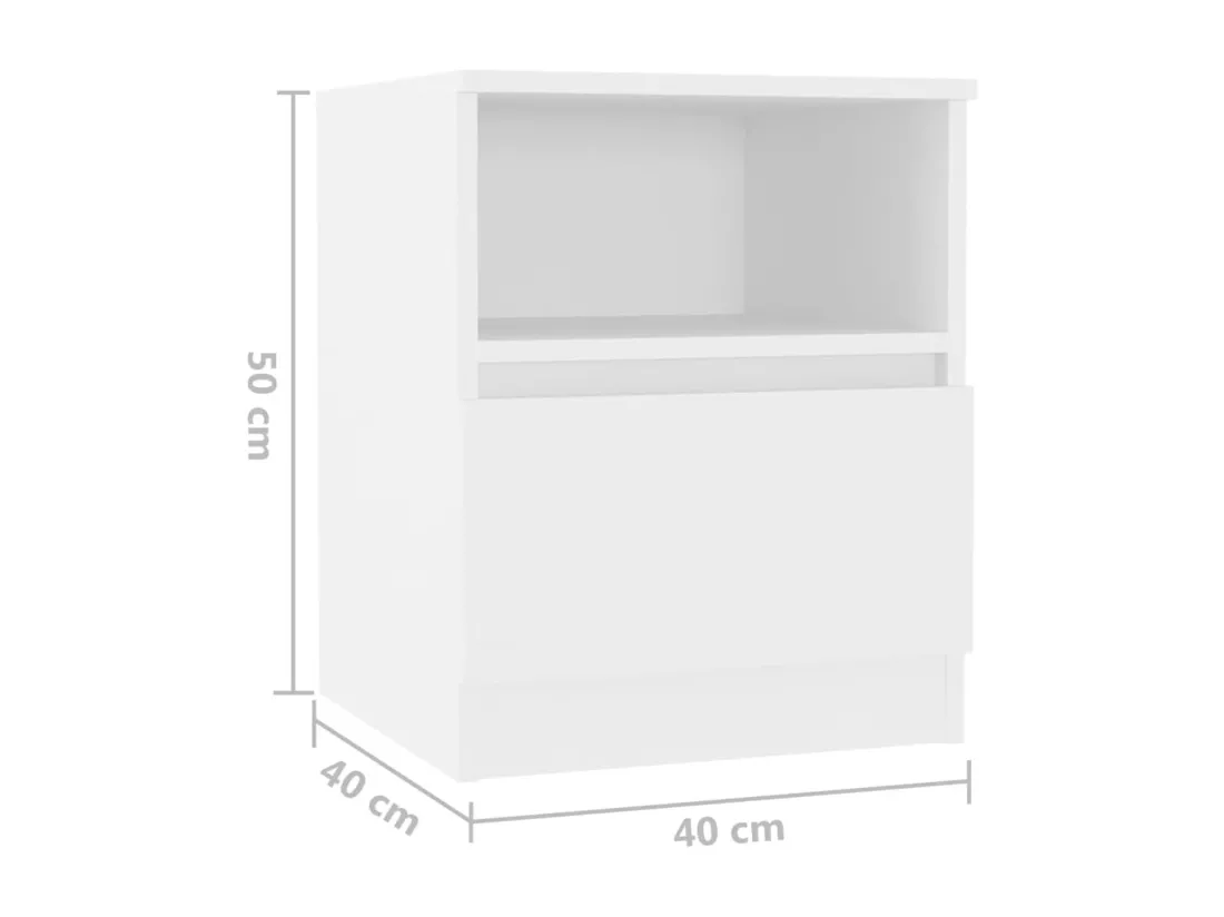 Tables de chevet 2 pcs Blanc 40x40x50 cm Aggloméré