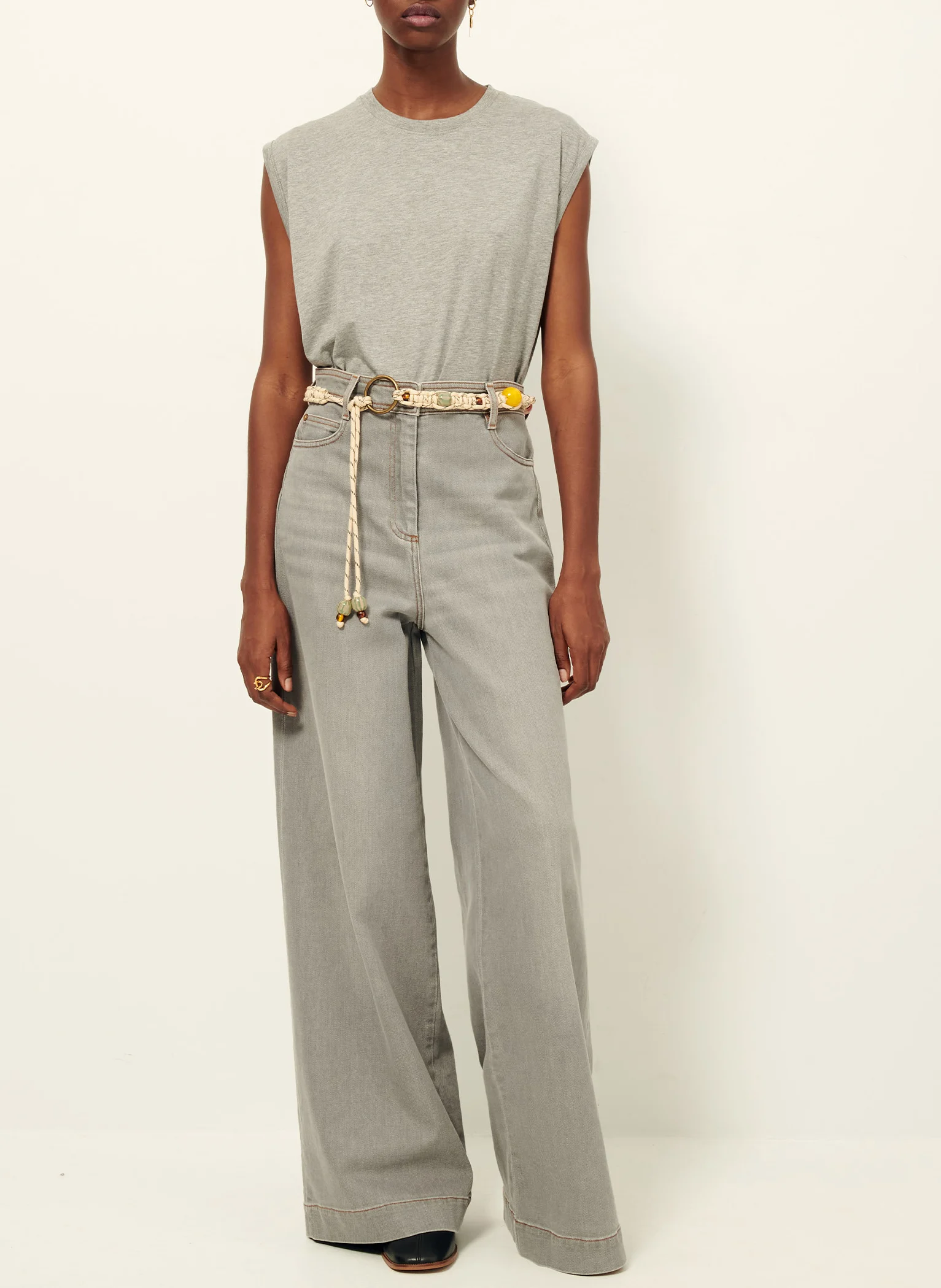 DEEDOO - Tee-shirt col rond en coton mélangé | Gris