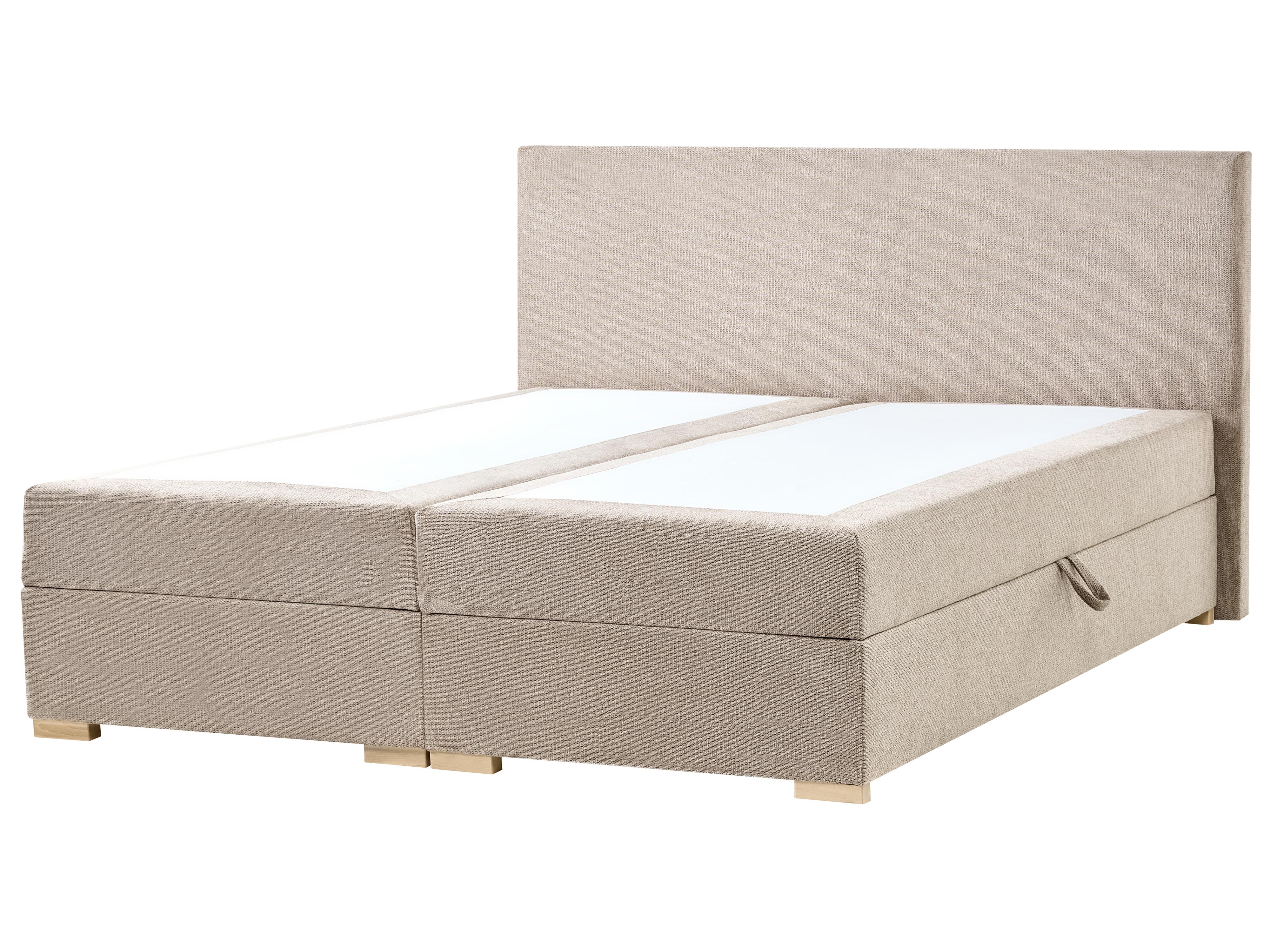 Boxspring met opbergruimte Stof MAJOR 180 x 200 cm Taupe