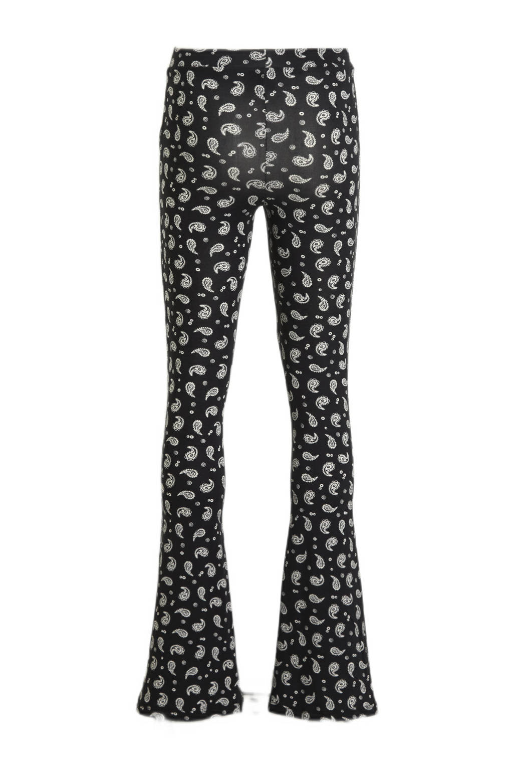 Cars flared broek ILVA FLAIR met paisleyprint zwart/wit