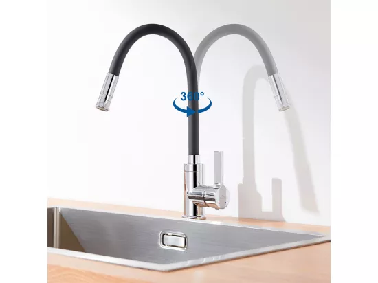 Robinet Cuisine Noir,Mitigeur Cuisine Flexible,2 Modes de Pulvérisation,Rotatif 360°, Robinet Evier Cuisine Avec Perlator Economiseur D'Eau