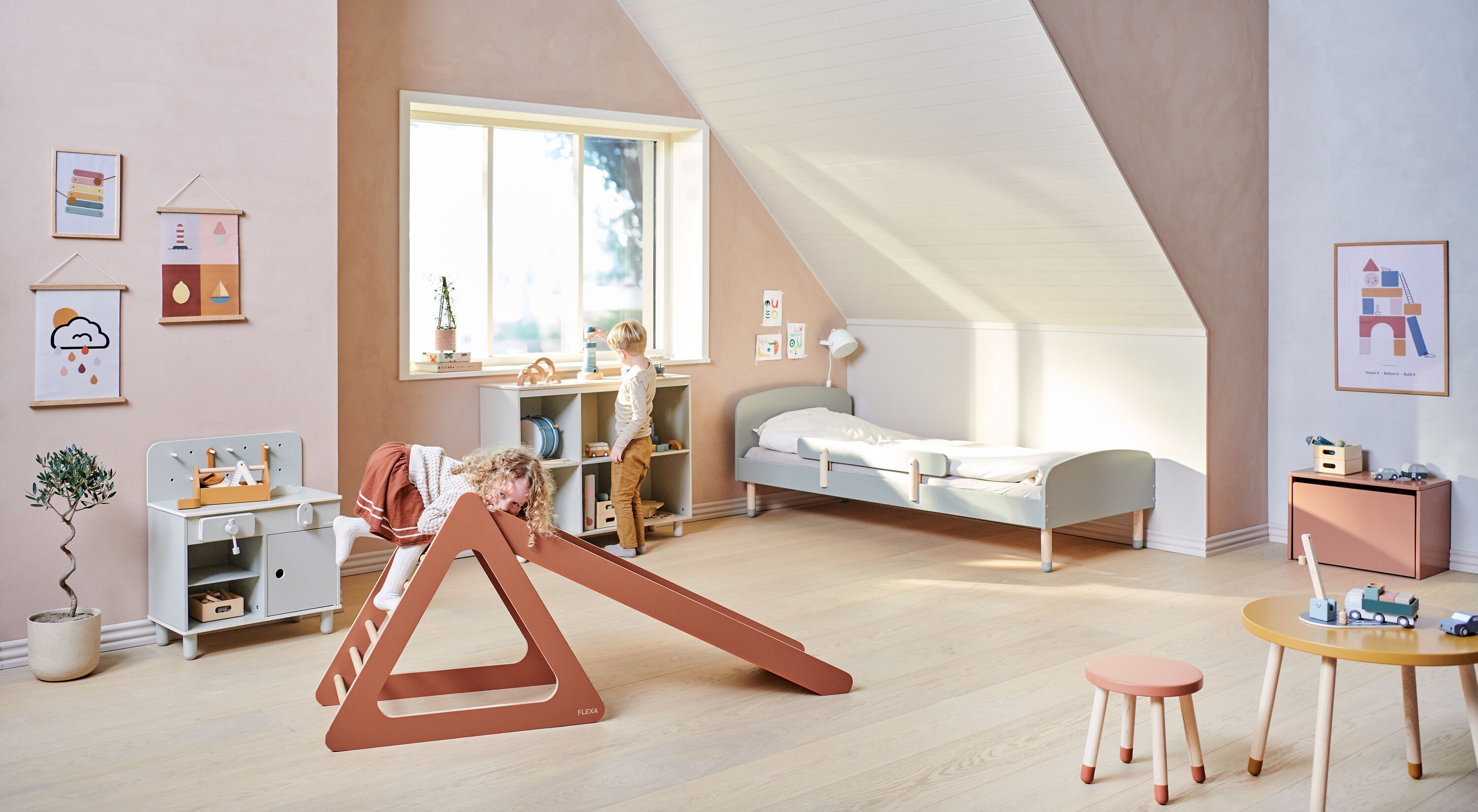 FLEXA Spieltrum mit Rutsche midi  rosa - Rosa / B: 112.5 x T: 60.0