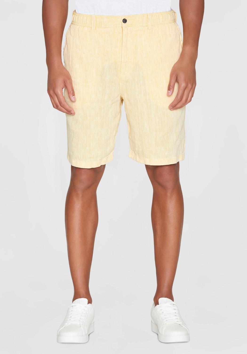 Knowledge Cotton Apparel Leinenshorts Fig Loose Herringbone Shorts Misted Yellow