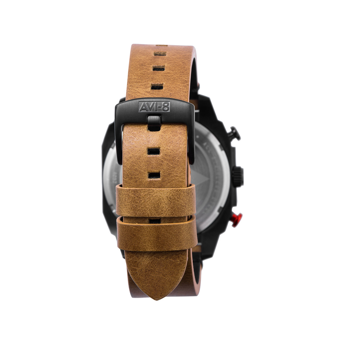 Montre AVI-8 homme chronographe acier noir cuir