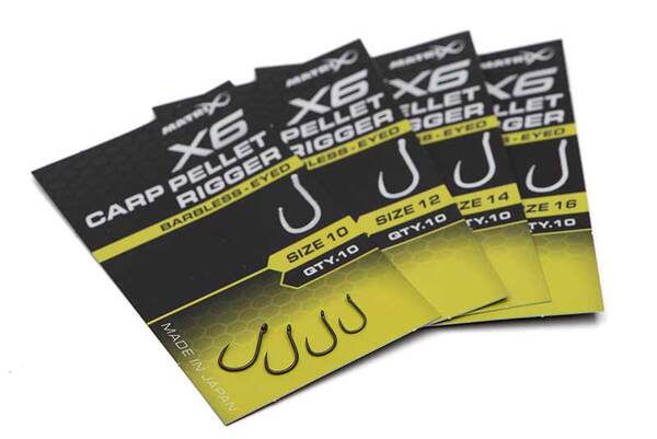 Hameçons Sans Ardillon Matrix X6 Carp Pellet Rigger – 10 Pièces
