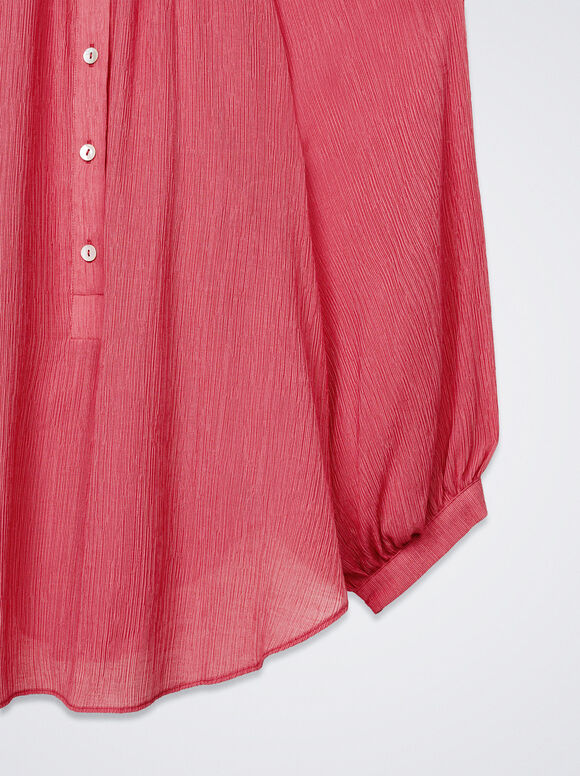 Camisa com estrutura de mangas bufantes - Vermelha