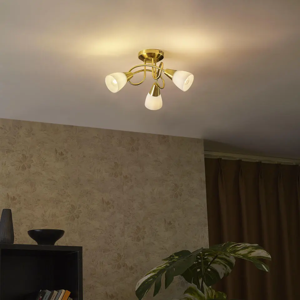 Qazqa plafondlampen inez goudkleurig e14