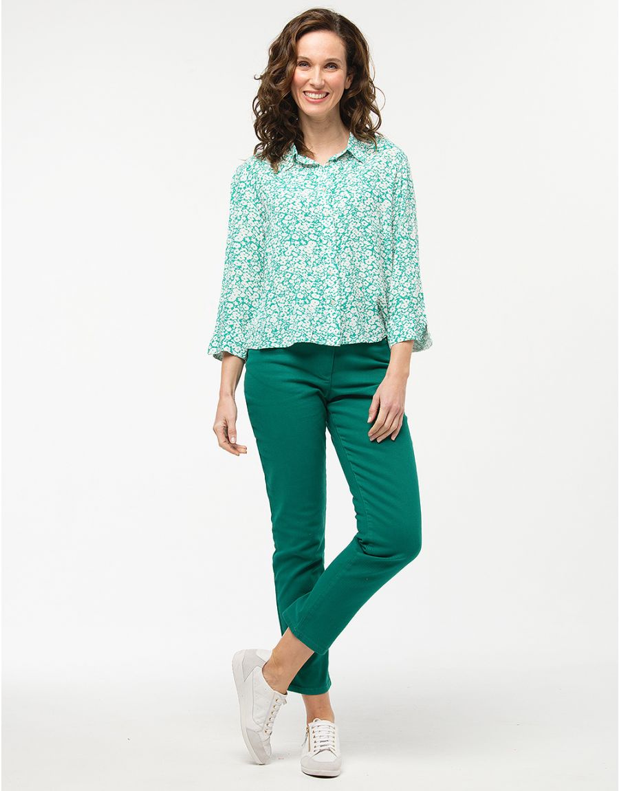 Chemisier vert fleuri