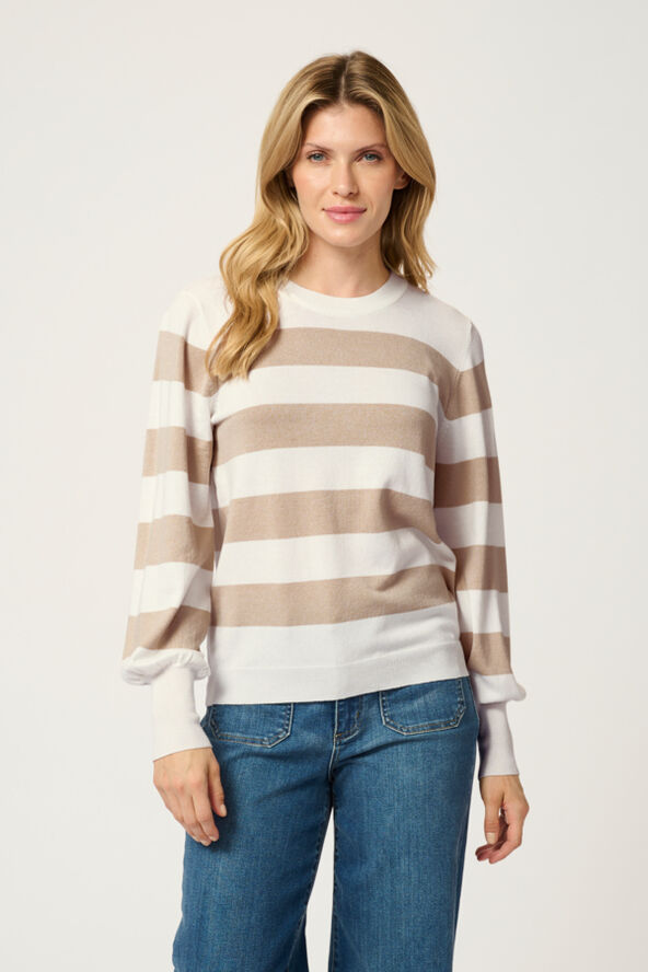 Kaffe KAlizza Striped Pullover Chalk/feather grey bold stripe