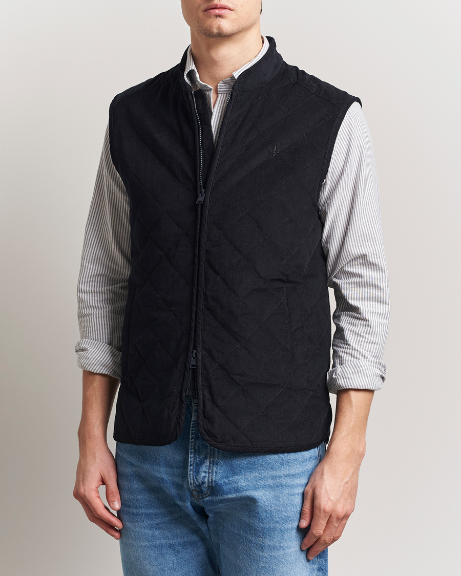 Morris Teddy Quilted Cord Vest Navy