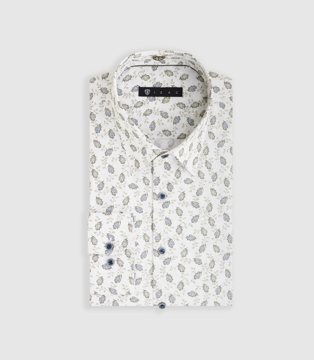 Chemise à imprimé floral kaki 
