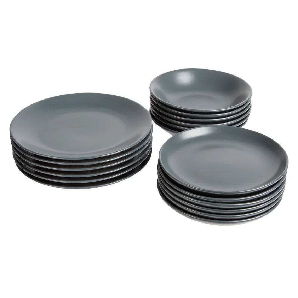 Service à vaisselle gris en faïence 18 pièces