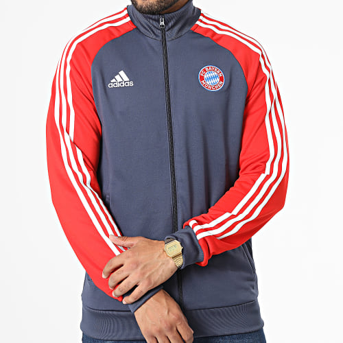 Veste Zippée A Bandes FC Bayern DNA HF1364 Bleu Marine Rouge