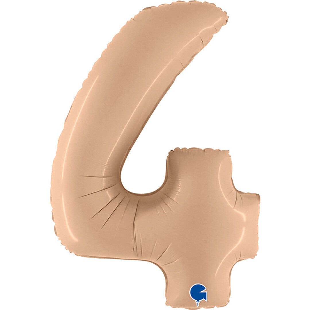 Grabo cijferballon vier - satin nude - 102 cm