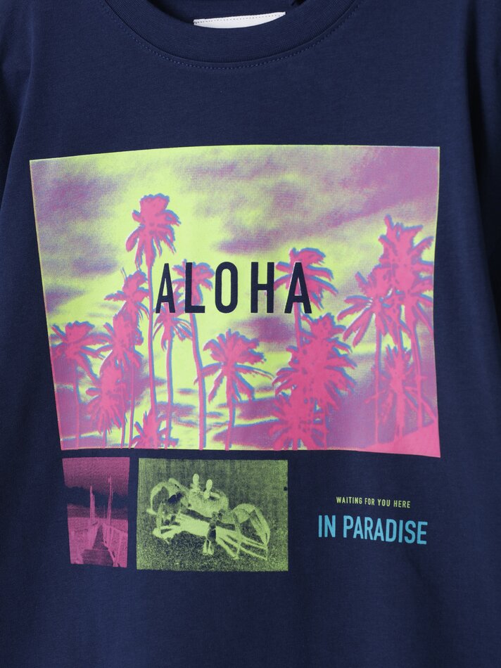 Camiseta com estampa fotográfica - Azul Marinho Escuro