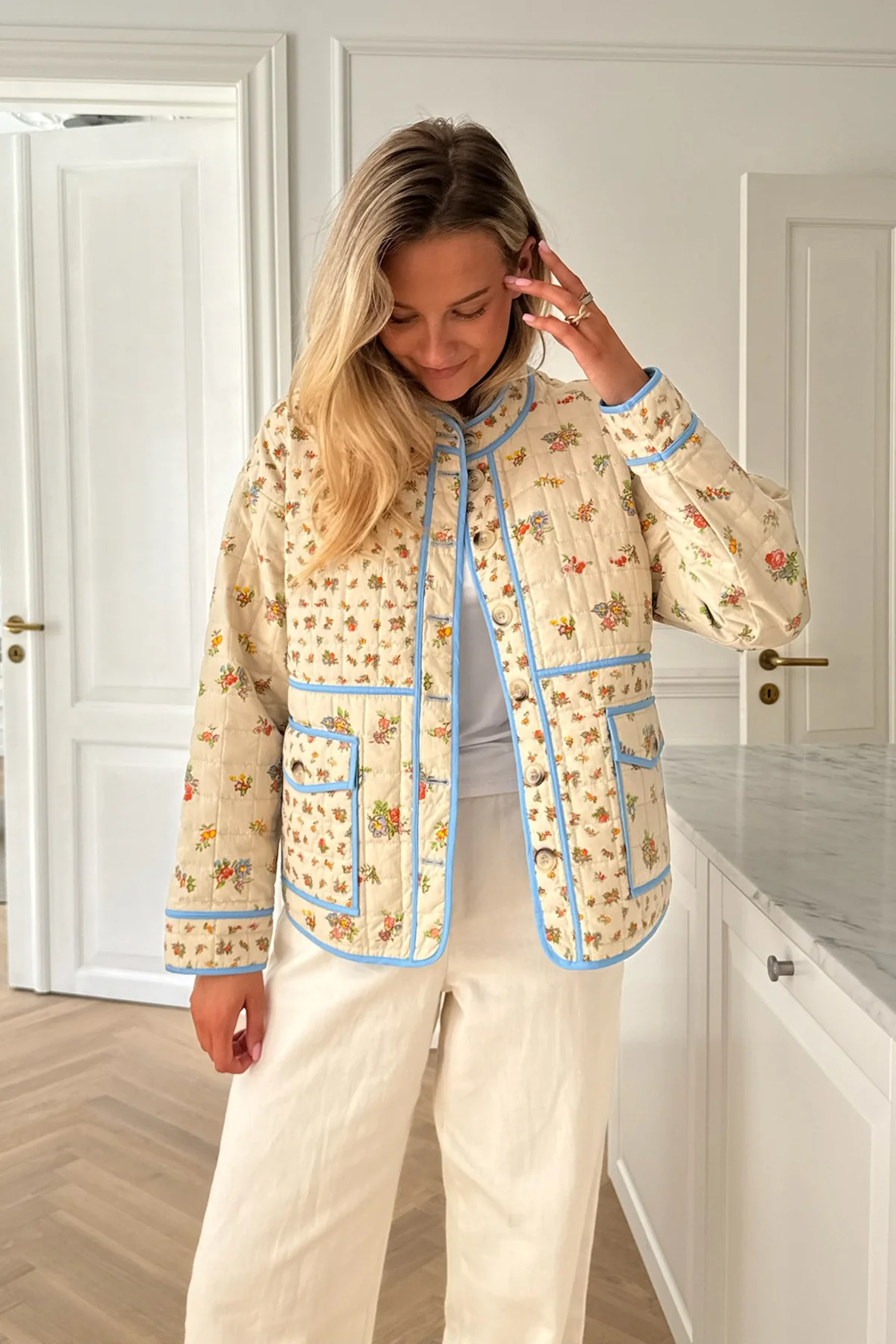 BYIC Emmyic Quilted Jacket bmfp beige multicolor flower print