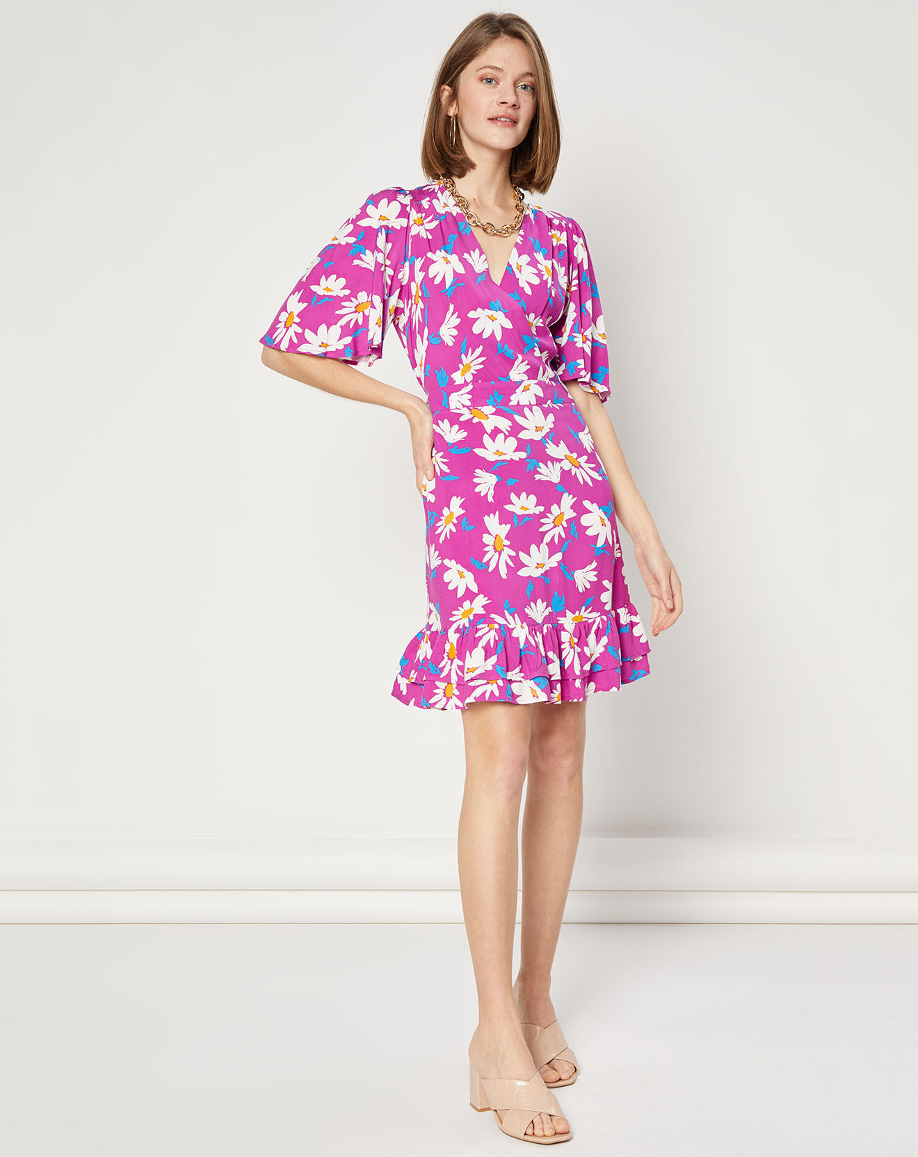 La Petite Etoile Robe Iselda imprimée marguerites violette