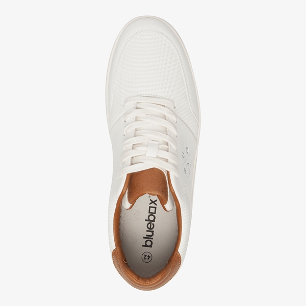 Blue Box witte heren sneakers met bruin detail