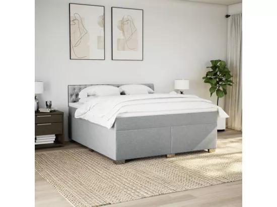 Sommier à lattes de lit avec matelas Gris clair 180x200cm Tissu