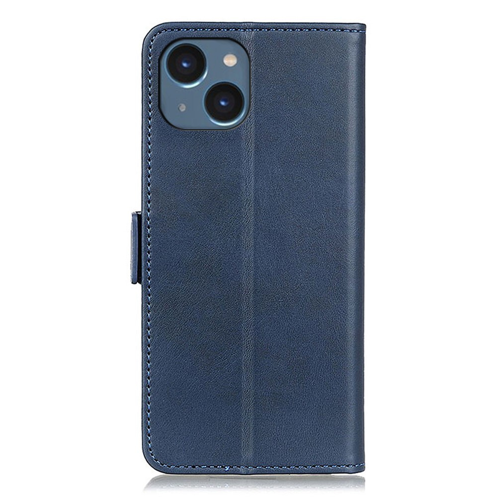 iPhone 15 Vintage Leder Tasche Flip Cover mit Kartenfächer - Dunkelblau