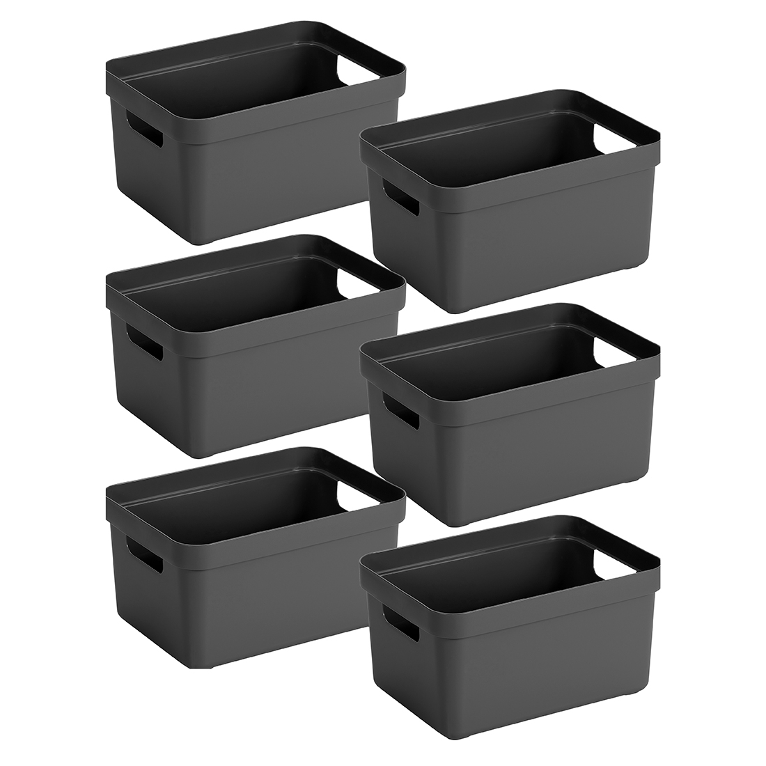 Sunware Sigma home 13 liter set van 6 opbergboxen - Anthracite