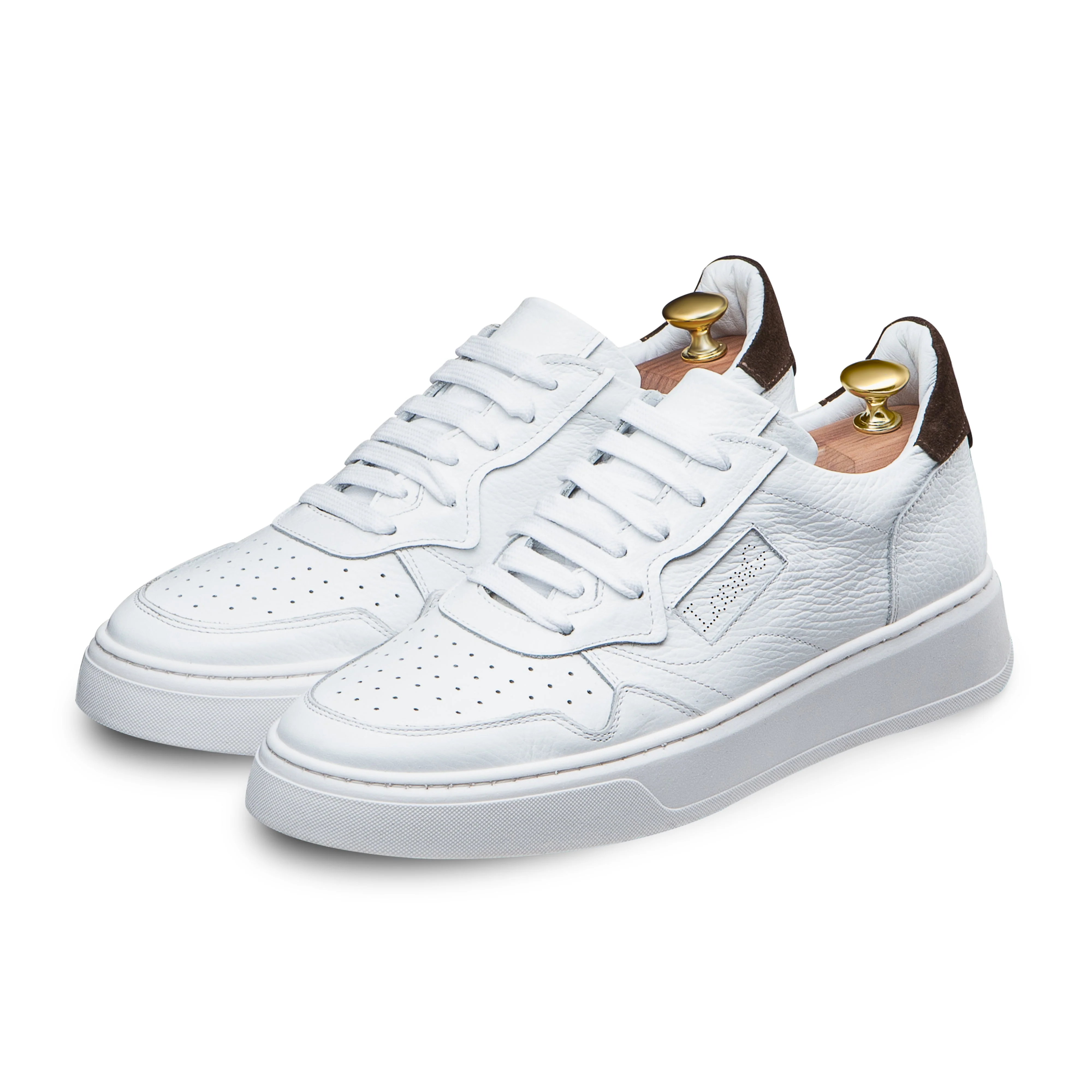 Sneakers Lioni 717 grainé blanc/marron