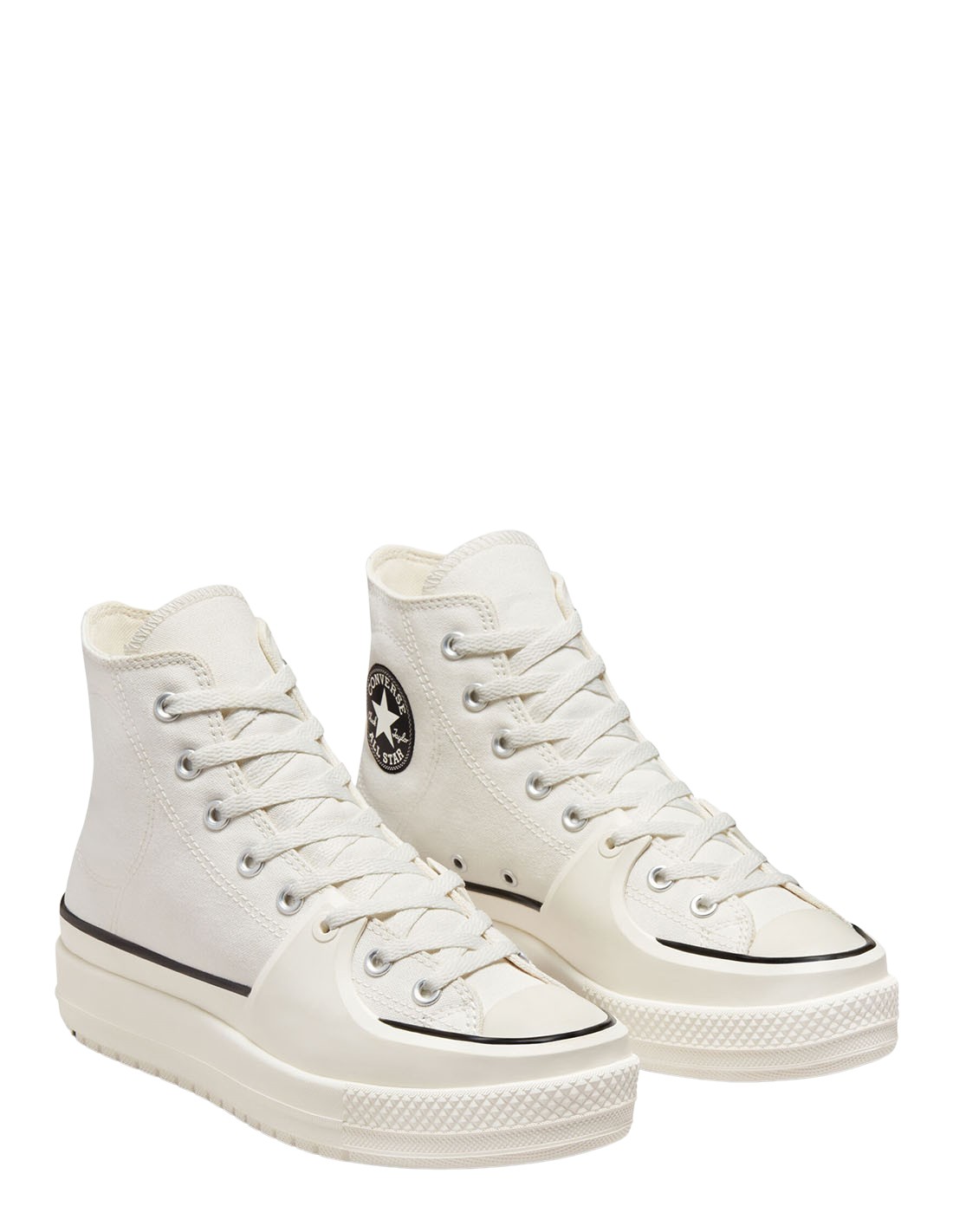 converse sneakers compensées montantes femme ctas construct hi blanc noir