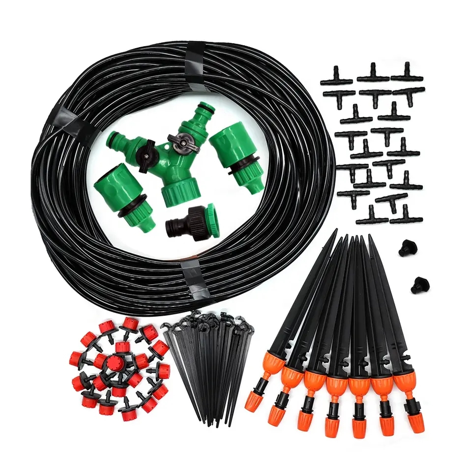 (113-tlg. Set) Automatisches Garten Bewässerungssystem Gewächshaus Tropf Sprinkler für Blumen / Pflanzen